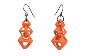 3D Printed Jewelry Geometric Linked Octohedron Earrings