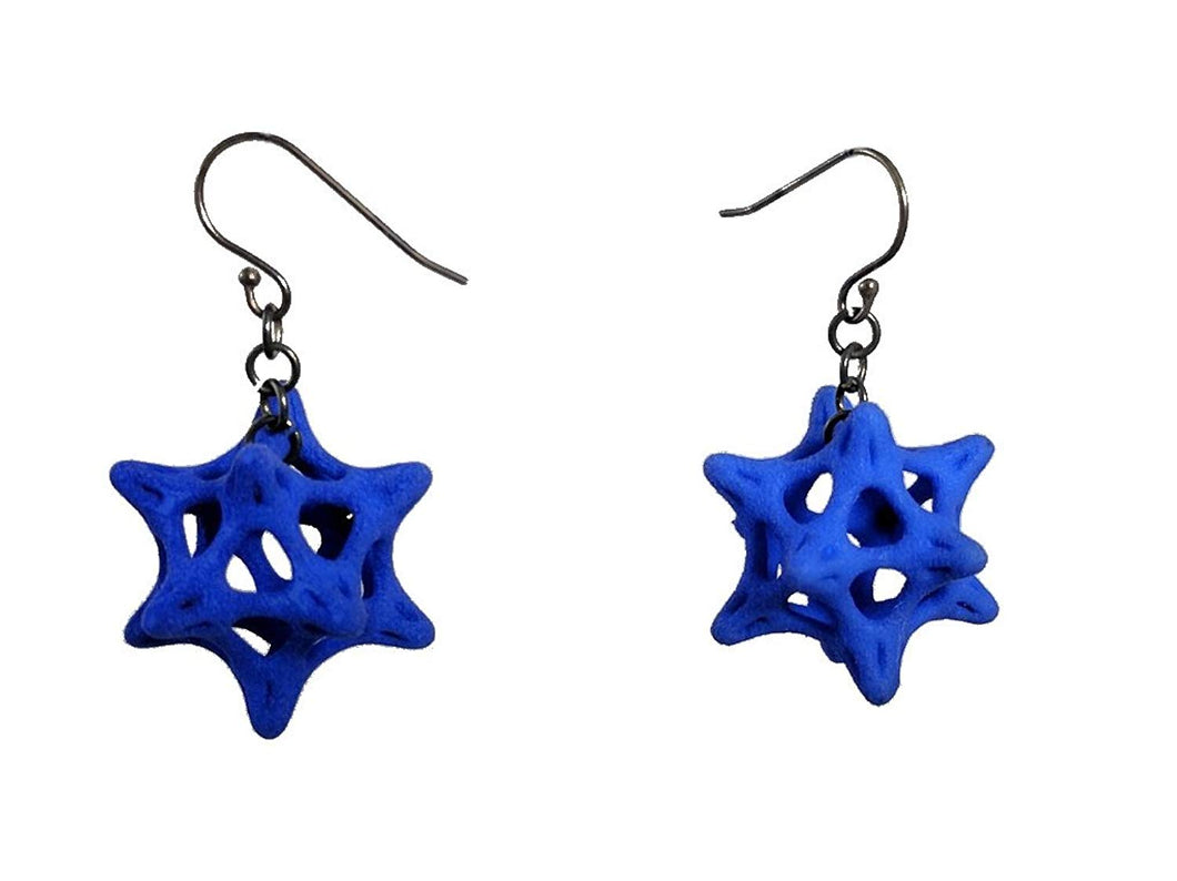 3D Printed Jewelry Softened Star Stellated Dodecahedron Earrings