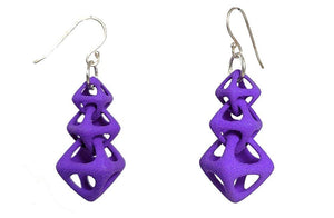 3D Printed Jewelry Geometric Linked Octohedron Earrings