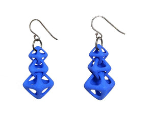 3D Printed Jewelry Geometric Linked Octohedron Earrings