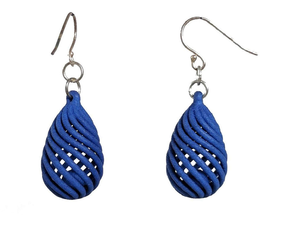 3D Printed Jewelry Spiral Drop Earrings With Ball Inside