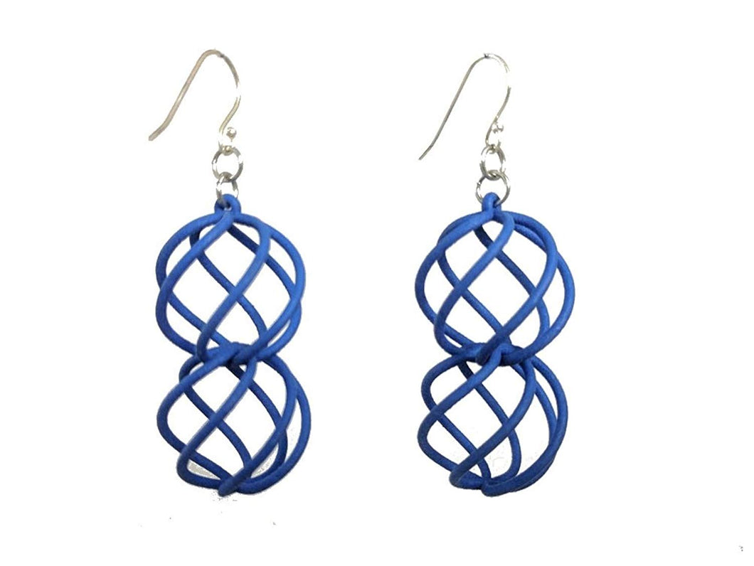 3D Printed Jewelry Spiral Sphere Linked Earrings