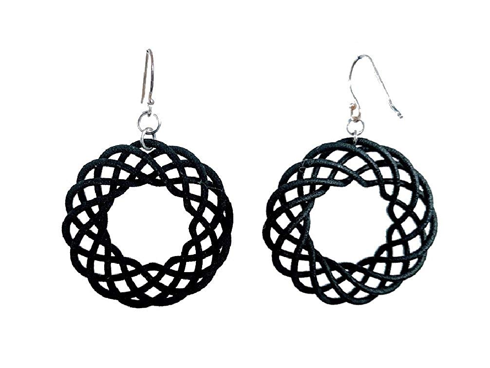 3D Printed Jewelry Spiral Torus Earrings