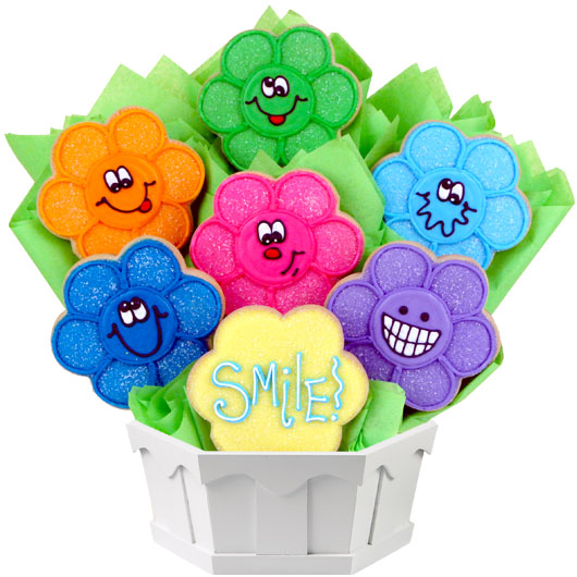 A399 - Wacky Face Daisies Cookie Bouquet