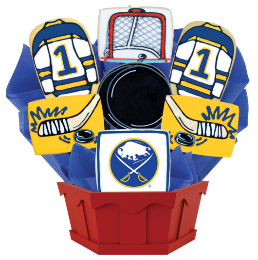 NHL1-BUF - Hockey Bouquet - Buffalo Cookie Bouquet