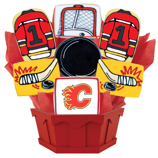 NHL1-CGY - Hockey Bouquet - Calgary Cookie Bouquet