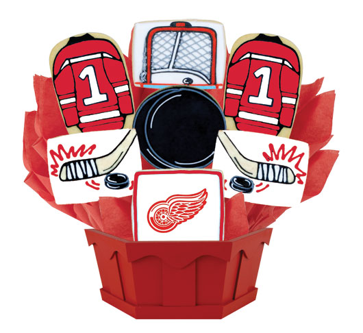 NHL1-DET - Hockey Bouquet - Detroit Red Cookie Bouquet