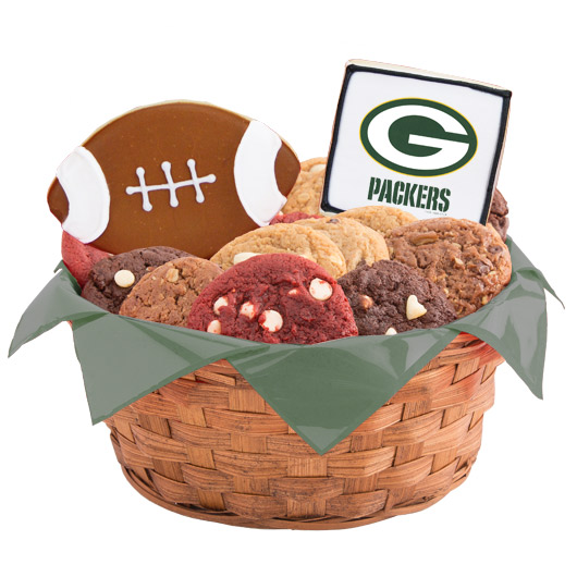 WNFL1-GB - Football Basket - Green Bay Cookie Basket