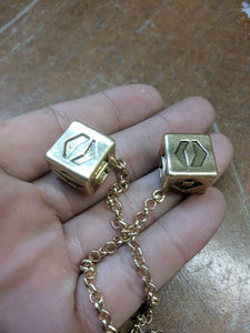 Antiqued Budget Metal Smuggler's Golden Dice - Scoundrel Gambler Rogue - Gold Plated Metal Dice - Hang in your cockpit -Zinc Alloy