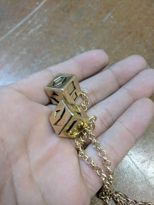 Antiqued Budget Metal Smuggler's Golden Dice - Scoundrel Gambler Rogue - Gold Plated Metal Dice - Hang in your cockpit -Zinc Alloy