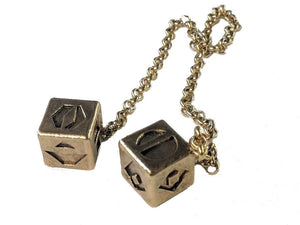 Antiqued Budget Metal Smuggler's Golden Dice - Scoundrel Gambler Rogue - Gold Plated Metal Dice - Hang in your cockpit -Zinc Alloy