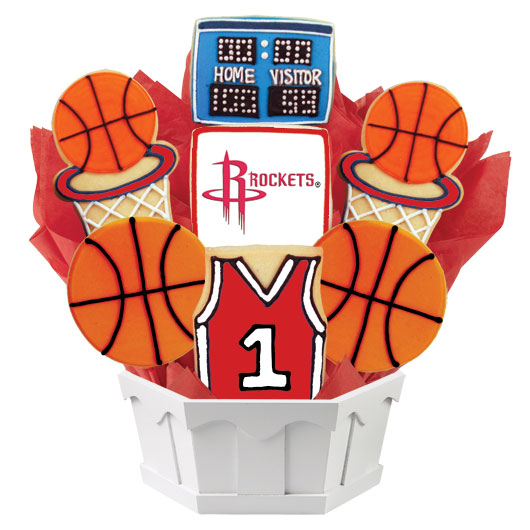 NBA1-HOU - Pro Basketball Bouquet - Houston Cookie Bouquet