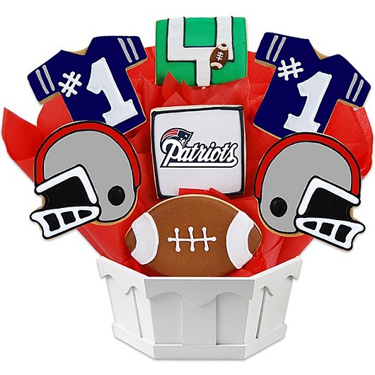 NFL1-NE - Football Bouquet - New England Cookie Bouquet