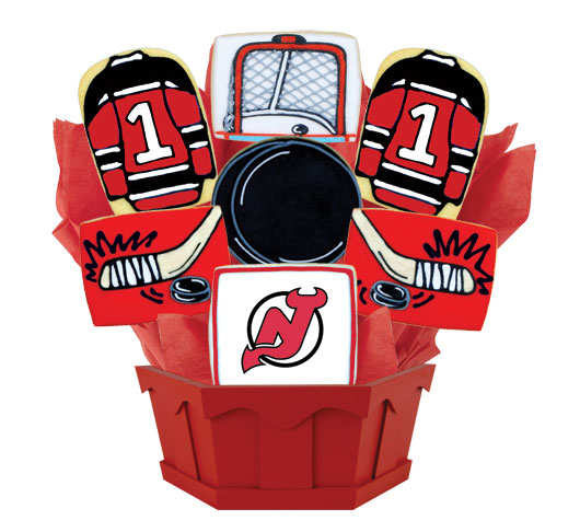 NHL1-NJD - Hockey Bouquet - New Jersey Cookie Bouquet