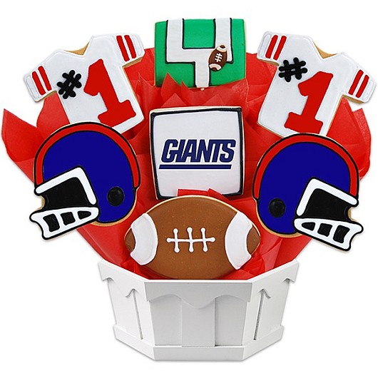 NFL1-NYG - Football Bouquet - New York (Blue) Cookie Bouquet