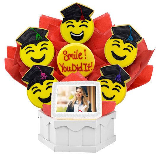 PH512 - Photo Cookies – ConGRADulations Emoji Cookie Bouquet