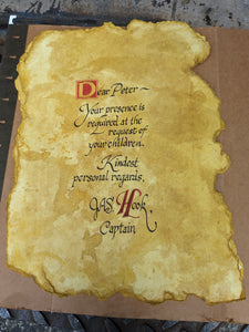 Hand-written Hook Note Replica on stained torn-edge paper