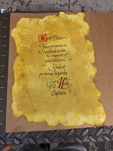 Hand-written Hook Note Replica on stained torn-edge paper