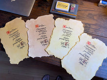 Load image into Gallery viewer, Hand-written Hook Note Replica on stained torn-edge paper