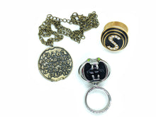 Load image into Gallery viewer, Spaceballs complete jewelry set! Dark Helmet Ring, Schwartz Ring, Necklace