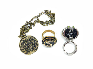 Spaceballs complete jewelry set! Dark Helmet Ring, Schwartz Ring, Necklace
