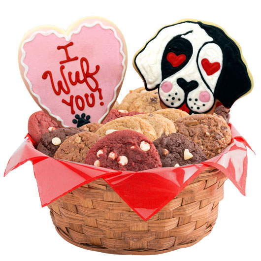 W509 - I Wuf You Basket Cookie Basket