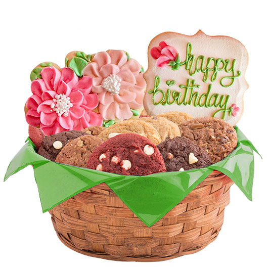 W560 - Pink Petals Basket Cookie Basket